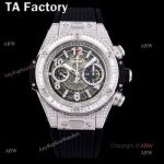 Hublot Big Bang Steel Diamonds Black Rubber Strap Replica Watches